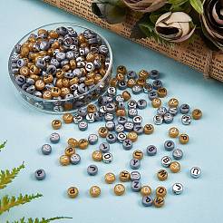 125g5スタイルのアクリルビーズ  混合文字でフラットラウンド  ミックスカラー  7x4mm  穴：1mm  25g /スタイル&nbsp;MACR-SZ0001-26