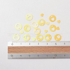 オーナメントアクセサリープラスチックスパンコール/スパンコールチャーム  ハート付きフラットラウンド  きいろ  8x0.1mm  穴：1.4mm&nbsp;LS-X-PVC-E001-11-RC01