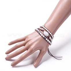 Faceted Glass & Natural Howlite Beaded Wrap Bracelets&nbsp;BJEW-JB05035-04
