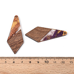不透明な樹脂とクルミ材のペンダント  剣型チャーム  グリッターパウダー付き  ミックスカラー  52.5x21x3mm  穴：2mm&nbsp;RESI-T060-48M