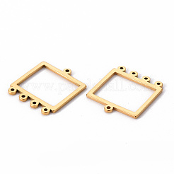 201 ステンレス シャンデリア コンポーネント リンク  長方形  レーザー切断  ゴールドカラー  24.5x22.5x1mm  穴：1.4mmと1mm&nbsp;STAS-T052-30B-G