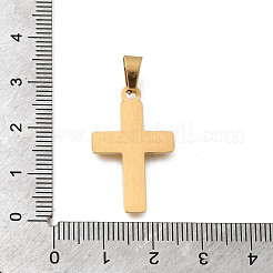 イオンプレーティング（IP）304ステンレスペンダント  ラテン十字架  ゴールドカラー  27x16.5x1.5mm  穴：4x7mm&nbsp;STAS-G102-20G-01