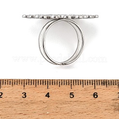 女性用304ステンレススチールカフオープンリング  花  ステンレス鋼色  usサイズ8（18.1mm）&nbsp;SA-CBAF040-08P