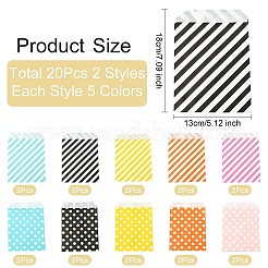 20Pcs 10 Styles Striped & Polka Dot Kraft Paper Bags&nbsp;CARB-YW0001-01