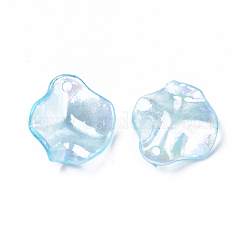 透明なアクリルパーツ  ABカラーメッキ  花びら  ライトスカイブルー  16x15x5mm  穴：1.4mm&nbsp;LS-MACR-N007-07C