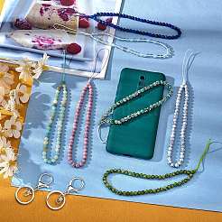 Synthetic Turquoise and Iron Alloy Lobster Claw Clasp Keychain&nbsp;HJEW-SW00007-08