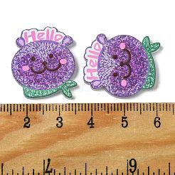 樹脂デコデンカボション  スパンコール/グリッタースパンコール付き  クマ  23x21x2mm&nbsp;RESI-C045-08A