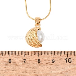 304 Stainless Steel & Acrylic Imitation Pearl Moon Pendant Snake Chain Necklaces for Women&nbsp;NJEW-F354-08G
