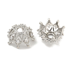 Rack Plating Brass Micro Pave Clear Cubic Zirconia Bead Caps&nbsp;KKB-L215-045P