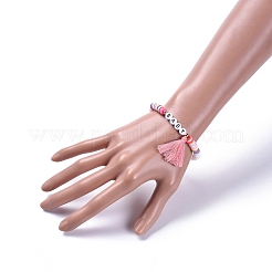 Handmade Polymer Clay Heishi Beads Stretch Bracelets&nbsp;BJEW-JB05086-01