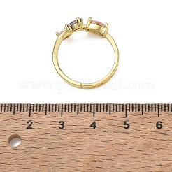 Flower Brass Glass Adjustable Finger Rings&nbsp;GL-CBA18A7-01G-01