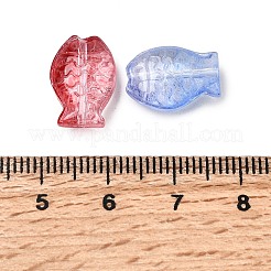 スプレー塗り透明ガラス・ビーズ  魚  染め＆加熱  ミックスカラー  14.5x10x5.5~6mm  穴：1.2mm&nbsp;EGLA-L047-04