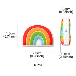 食品グレードの環境に優しいシリコーン焦点ビーズ 6 個  虹の形  レッド  18x25x9mm  穴：2mm&nbsp;SIL-YW0001-04F