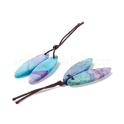 天然方解石ペンダント  染め  オーバル  スミレ  40x10x4mm  穴：1.6mm  2個/ペア&nbsp;G-K317-F03