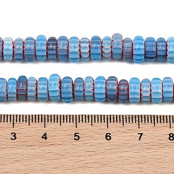 手作りのミルフィオーリ ランプワーク ビーズ  ロンデル  コーンフラワーブルー  5~8x3~3.5mm  穴：1mm  約148個/連  15.71''（39.9センチメートル）&nbsp;LAMP-D009-01A-05