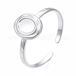 Non-Tarnish 304 Stainless Steel Open Cuff Finger Ring Cabochon Settings&nbsp;LS-STAS-T060-11P