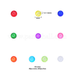 800個10色スプレー塗装クラックルガラスビーズ  ラウンド  ミックスカラー  6mm  穴：1.3mm  約80PCS /カラー&nbsp;CCG-CJ0001-02