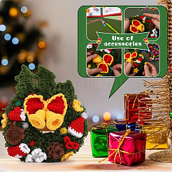 DIYクリスマス編み物ツールキット1セット  木綿糸入り  詰め物綿  スチール製の針とプラスチック製の金具  クリスマスリース  クリスマスリース: 0.2cm&nbsp;DIY-SC0026-49B