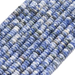 フロストナチュラルブルースポットジャスパービーズ連売り  ロンデル  6x2mm  穴：1mm  約150~160個/連  14.57~14.96''（37~38センチメートル）&nbsp;G-K389-C05-01A