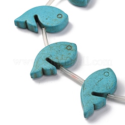 合成ターコイズビーズ連売り  染め  魚  ターコイズ  16x32x7mm  穴：1mm  約184個/1000g&nbsp;G-C147-13A