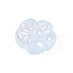 UVメッキ不透明アクリルビーズ  花  虹色の  紺碧  19x19.5x9.5mm  穴：2.8mm&nbsp;OACR-N161-08B