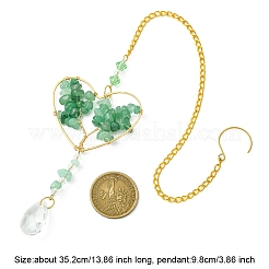 Natural Green Aventurine & Glass Pendant Decoration&nbsp;HJEW-FS00018