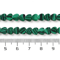 合成マラカイトビーズ連売り  ハート  6x6x3mm  穴：1mm  約69~71個/連  14.57''~14.96''（37~38センチメートル）&nbsp;G-M403-A02-02