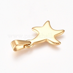 304ステンレスペンダント  ヒトデ/海星  ゴールドカラー  21x15x2mm  穴：8x3mm&nbsp;STAS-L210-24G