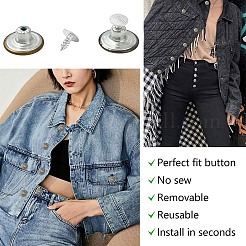 ジーンズ用の鉄製のボタンピン  服飾材料  模様付きのフラットラウンド  ミックスカラー  6模様  17x7.5mm  穴：1.8mm  ピン：7.5x8mm  ノブ：2.5mm  80セット/箱&nbsp;BUTT-YW0001-01A