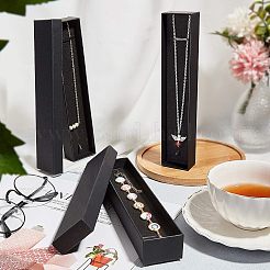 紙ボール紙のアクセサリー箱  ネックレスボックス  長方形  ブラック  21x4.5x3.1cm&nbsp;LS-CBOX-NB0001-11