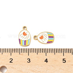 304ステンレススチールエナメルチャーム  イオンプレーティング（ip）  ゴールドカラー  ケーキ  12x7x1.5mm  穴：1.5mm&nbsp;STAS-R168-01C-G