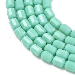 オペークガラスビーズ連売り  ファセットバレル  ダークシーグリーン  5~6x4mm  穴：1mm  約78~81個/連  15.94''~18.82''（40.5~47.8センチメートル）&nbsp;GLAA-G112-04C