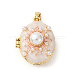 Brass Enamel Locket Pendants&nbsp;KK-F912-04B-G