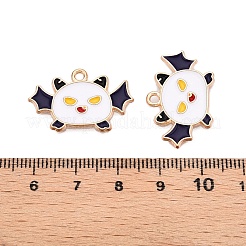 ハロウィンテーマアロイエナメルペンダント  ライトゴールド  バット  16.5x26x1mm  穴：1.8mm&nbsp;ENAM-T020-07E