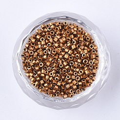 ガラスシリンダービーズ  シードビーズ  メタリックカラー  丸い穴  ゴールデンロッド  1.5~2x1~2mm  穴：0.8mm  約8000個/袋  約85~95 G /袋&nbsp;SEED-Q036-01A-C11
