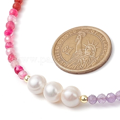 4mm Faceted Round Dyed Natural Agate & Carnelian & Green Aventurine & Aquamarine & Amethyst Beaded Chakra Necklaces&nbsp;NJEW-JN05111