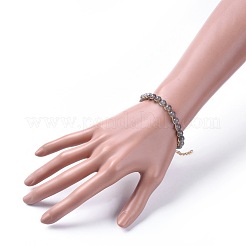 天然ラブラドライトブレスレット  304ステンレススチール製金具付き  ラウンド  7-3/8インチ〜7-1/2インチ（18.6~19cm）&nbsp;BJEW-JB04663-02