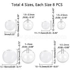 手作りの吹きガラスドームビーズ  ラウンド  透明  9.5~18.5x9~15.5mm  穴：1~2.5mm  32個/箱&nbsp;GLAA-PH0007-78