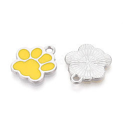 合金エナメルチャーム  カドミウムフリー＆鉛フリー  犬の足跡  プラチナ  ゴールド  17.5x16x1.5mm  穴：2mm&nbsp;ENAM-YW0006-01P-03