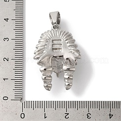 変色しない304ステンレススチールペンダント  エジプトのファラオの魅力  ステンレス鋼色  32x21.5x11mm  穴：8x5mm&nbsp;STAS-Z075-24P