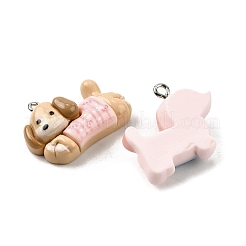 不透明樹脂ペンダント  犬  プラチナ  20~21x26~28x8~8.5mm  穴：2mm&nbsp;X-CRES-D313-08P