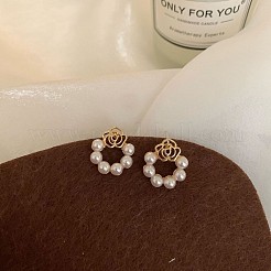Alloy Plastic Imitation Pearl Stud Earrings&nbsp;FS-WGF8036-01
