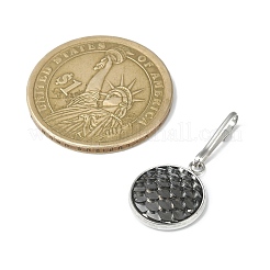 樹脂製フラットラウンド、マーメイドフィッシュスケールキーチン付き  鉄のキーホルダークラスプのパーツ  グレー  2.7cm&nbsp;HJEW-JM01279-01