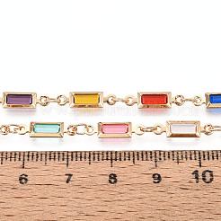 手作りの真鍮製長方形リンクチェーン  ガラスと  ハンダ付け  スプールで  ライトゴールド  15x4x2mm  約16.40フィート（5m）/ロール&nbsp;CHC-N024-07KCG