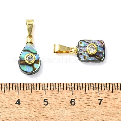 Natural Abalone Shell/Paua Shell Micro Pave Cubic Zirconia Pendants&nbsp;PALLOY-JF06002