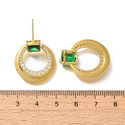 Brass Cubic Zirconia & Glass Stud Earrings&nbsp;EJEW-M048-01G