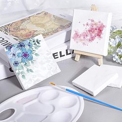塗装用品  ストレッチキャンバス付き  綿で覆われた木で下塗りされたフレームと造形芸術のブラシペンの値のセット  ミックスカラー  50x50x10mm&nbsp;AJEW-NB0001-80