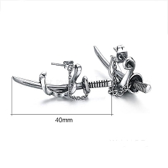 Alloy Chain Sword Scabbard Stud Earrings&nbsp;PW-WGDA240-01