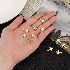 Ion Plating(IP) 304 Stainless Steel Tiny Cross Charms&nbsp;STAS-L159-06G