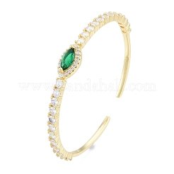 Cubic Zirconia Horse Eye Open Cuff Bangle&nbsp;BJEW-G651-08G-02
